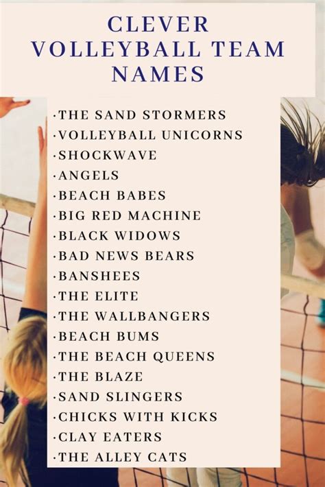 clever volleyball team names|high school volleyball team names.